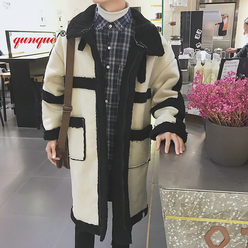 Qunque2020 Men's Fashion Casual Coat Loose And Thickened Korean Knee Coat Warm Windbreaker Mens Winter Jackets And Coats