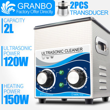 120W 2L portable ultrasonic cleaner 40khz heating knob stainless steel bath with cleaning basket hardware parts spark plug wash