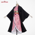 Uwowo Nezuko Kimono Cosplay Anime Demon Slayer Cosplay Costumes Women Kimetsu no Yaiba Women Pink Kimono Halloween