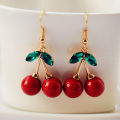 3pcs Cute Jewelry Set Small Fresh Pomegranate Red Cherry Necklace Simple Wild Cubic Zirconia Earrings Bracelet Women Jewelry Set