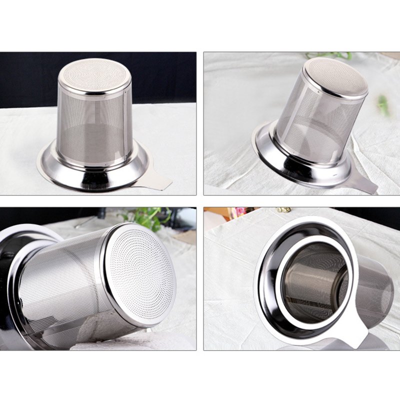 1Pcs Tea Infuser Basket Reusable Fine Mesh Tea Strainer Lid Tea Filters Stainless Steel Spice Filter Drinkware Kitchen Tools
