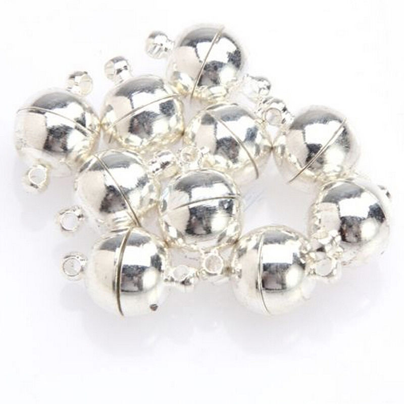 10pcs/lot 8mm Sliver Jewelry Bracelet Necklace Strong Magnetic Clasp DIY Connectors Accessories Making Fittings