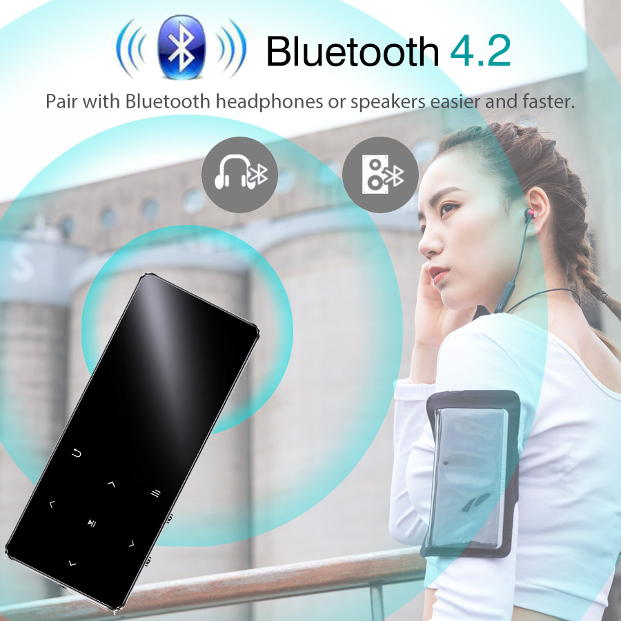 REDANT MP3 Player with Bluetooth Speaker Touch key Built-in 8GB 16GB HiFi Metal Mini Portable Walkman with radio FM recording