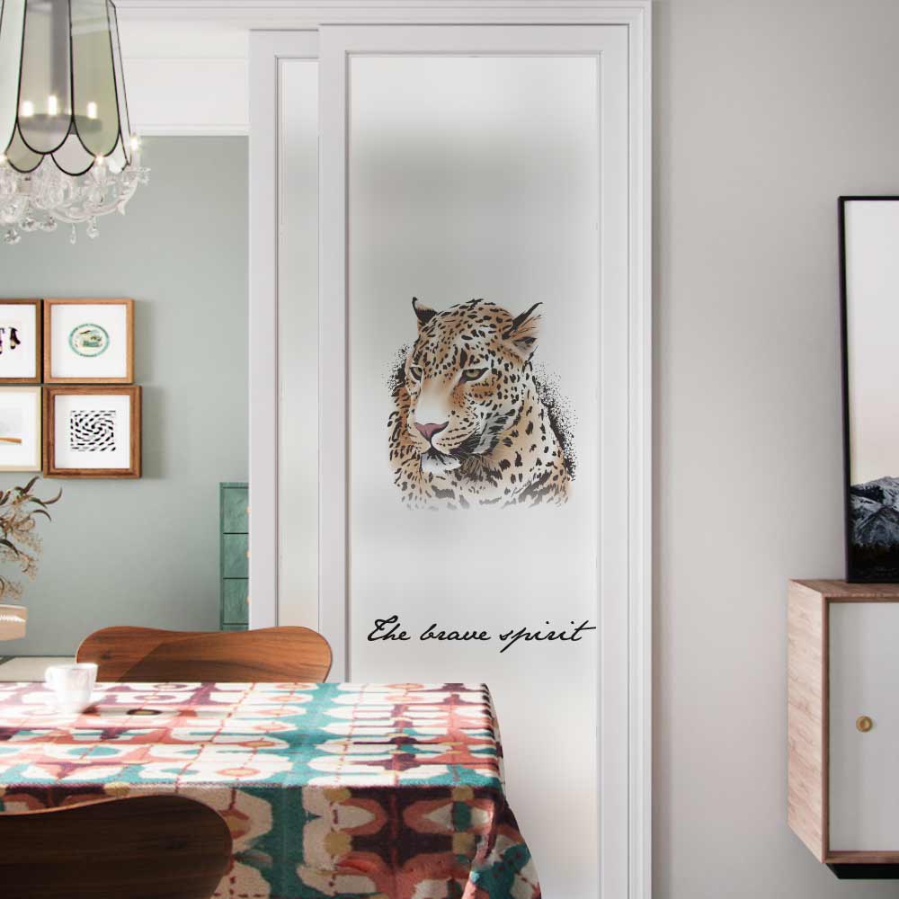 Creative Stained Window Film Cool Tiger Wear Sunglasses Funny Bathroom Window Sticker for Home Decor Window Film Privacy Cling