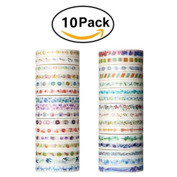 10 Rolls/pack Watercolor Leaves Washi Tape Decorative Sticky Paper Masking Adhesive Tape Scrapbooking DIY