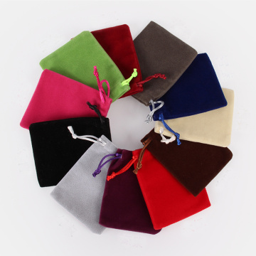 High Quality 50pcs/lot 8x10cm Colorful Drawstring Pocket Pouch Velvet Plush Bags Jewelry Storage Bag Gift 9 Colours