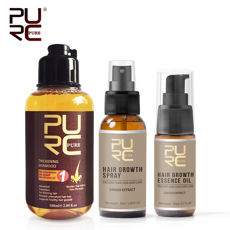 PURC Hot Sale Hair Loss Set Thickening Shampoo & Hair Essence oil & Hair Growth Spray Hair Loss Treatment Help for Hair Growth