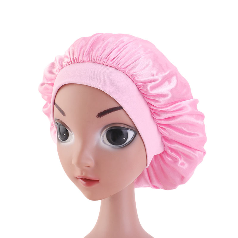 Adjust Hair Styling Cap Solid Satin Bonnet Hair Care Kids Child Night Sleep Hat Silk Head Wrap Shower Cap Hair Styling Tool