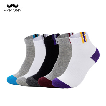 Men sport socks 5pairs/lot cotton colorful man socks solid brand men no show socks PLUS SIZE EU39-48 VKMONY