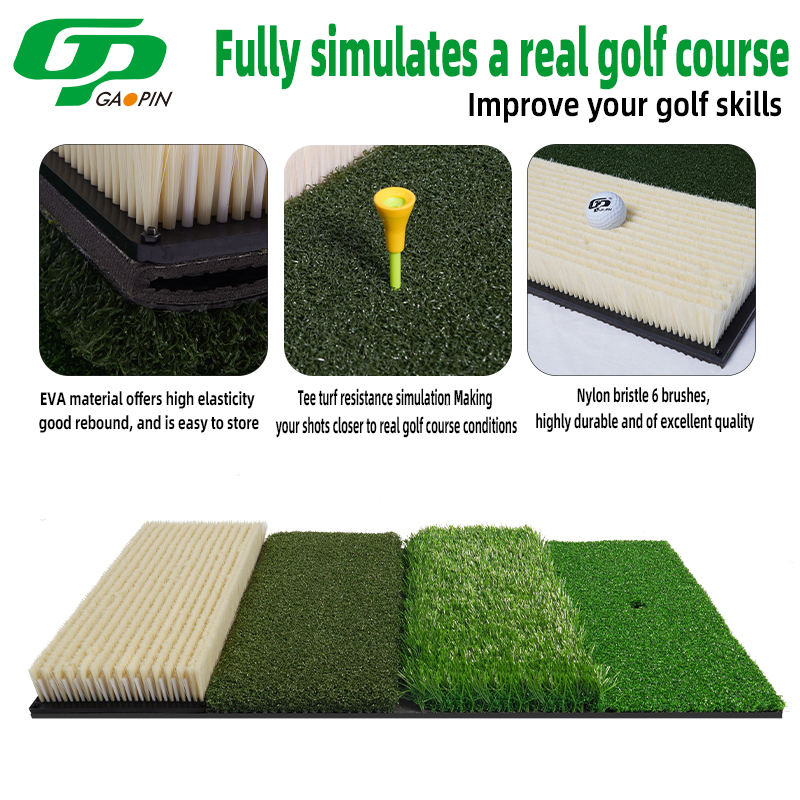 4 in 1 Golf Hitting Mat Simulated Bunker Long Short Grass Practice Mat with EVA Base Non Slip Durable Artificial Turf4