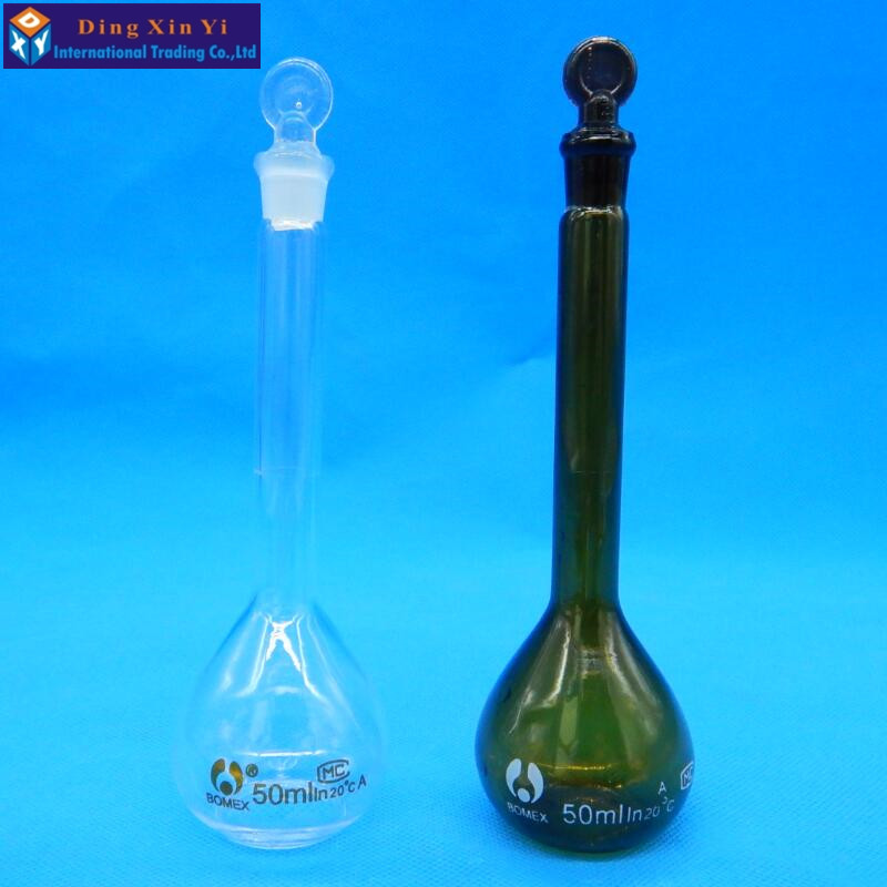 50ml Transparent volumetric flask Constant volume bottle flint glass flask volumetric Laboratory volumetric flask