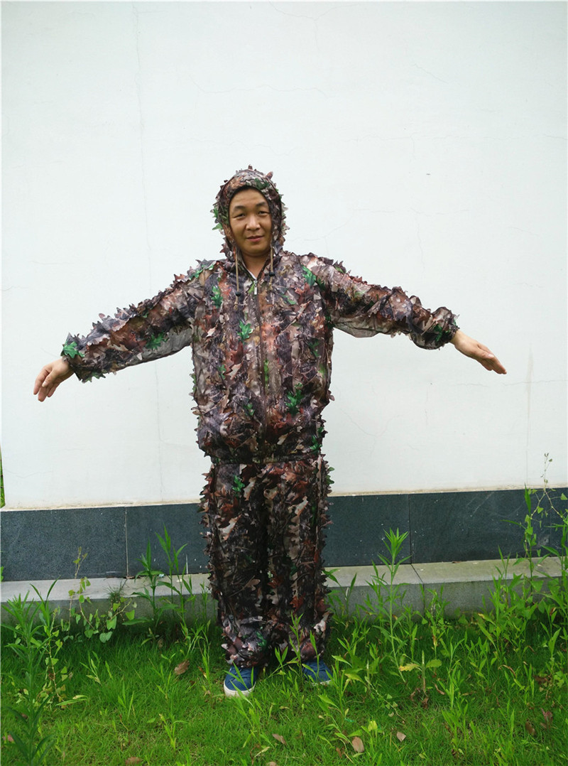 New product Dead leaves camouflage fast dry hunting clothes 3D ghillie suit Paintball Suitable for Summer Autumn laser cutting