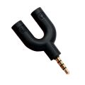 u type 3.5mm Stereo Audio Male to 2 Female Headset Mic TRRS Y Splitter Cable Adapter