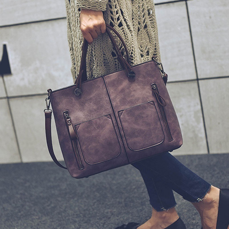 2021 Vintage Luxury Handbag Female Causal Totes Bag Leather Women Handbag Messenger Bag Clutch Handbags Winter Bolsa Feminina