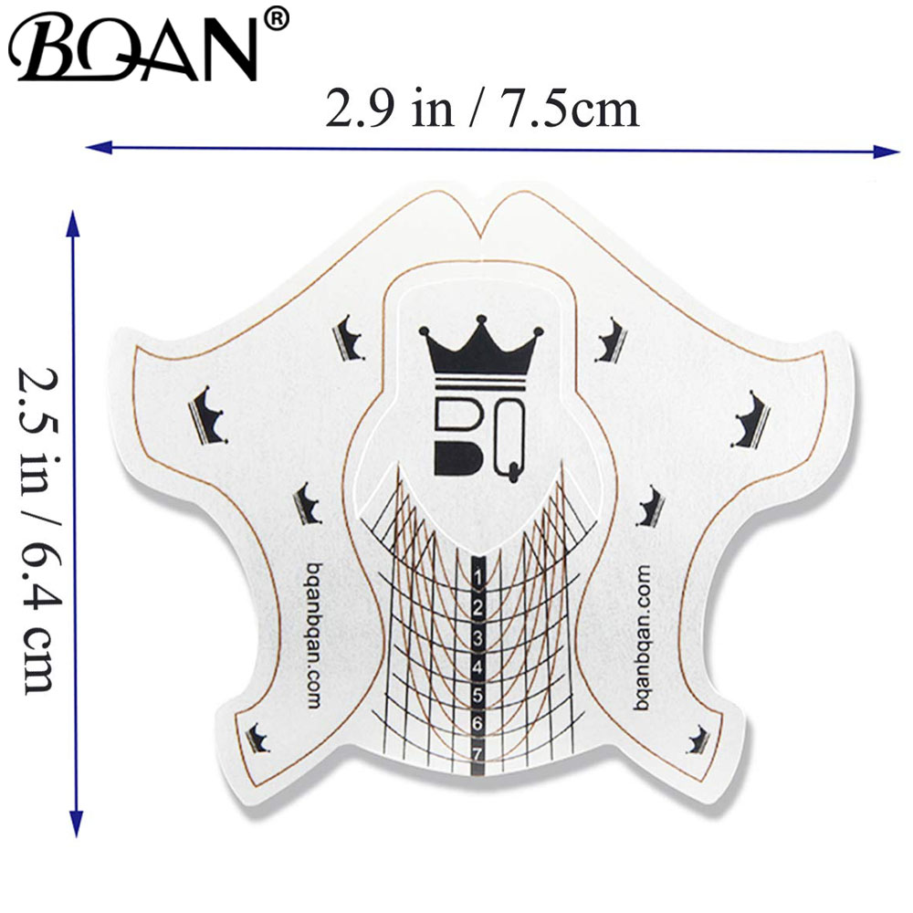 BQAN 300/100pcs Silver Square/Rhombus/Stiletto Nail Form Acrylic Nails UV Gel Nail Extension Guide Form Self-Adhesive Sticker