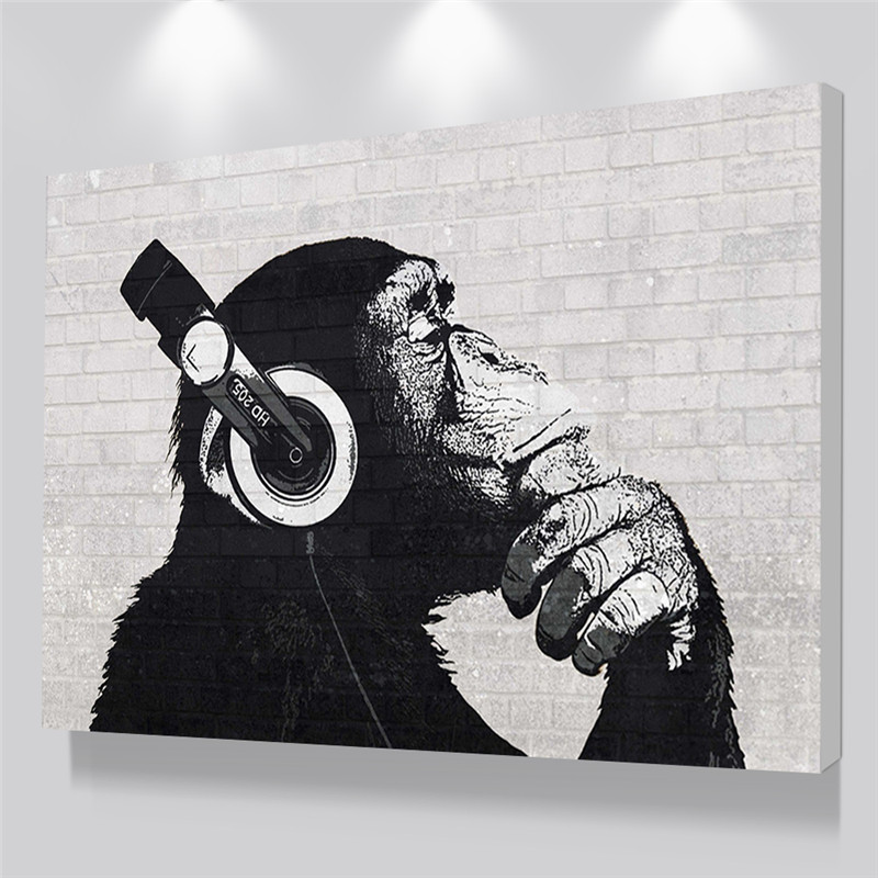 Dropship DJ monkey wall art HD prints 1 piece canvas art animal oil painting Wall Art Modular Picture For Living Room Decoration