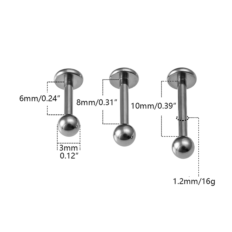 1PCS Medical Titanium Steel Stud Earring Punk Rod Ball-Type Screws Small Earrings Unisex Ear Bone Nail Lip Piercing Jewelry