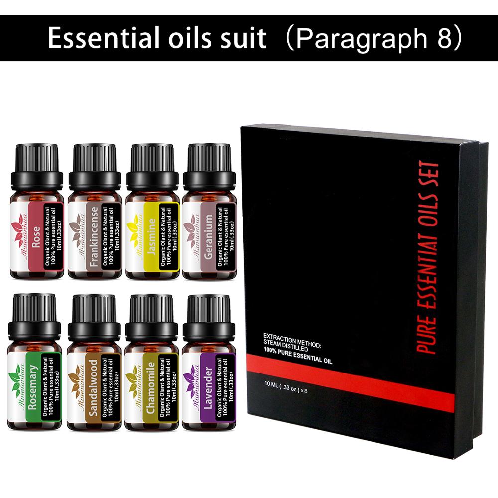 8Pcs 10ml Gift Box Set Essential Oils 100% Pure Therapeutic Grade Lavender Peppermint Natural Plant Aromatherapy Rose