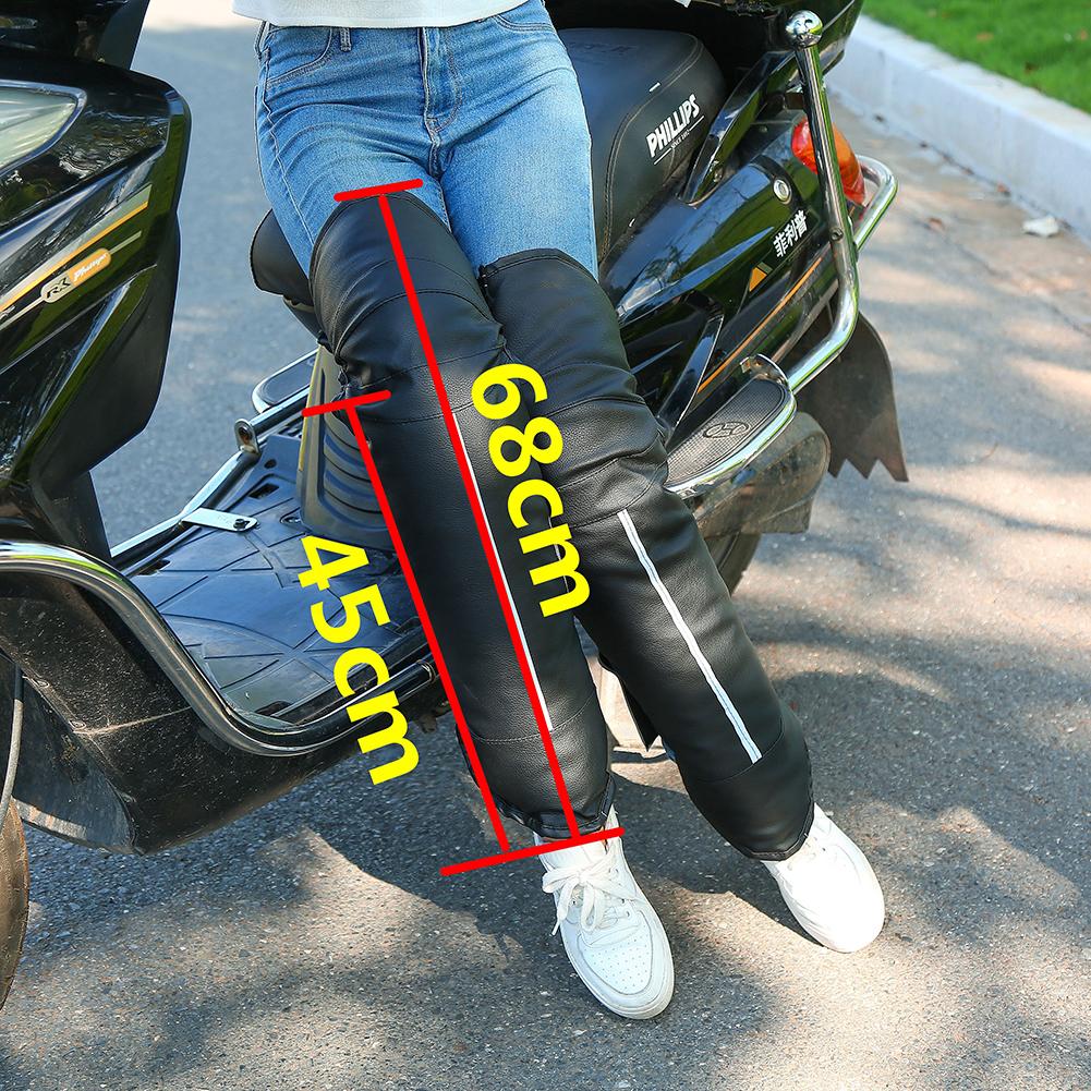 PU Leather Motorcycle Protective Knee Pad With Reflective Strip Half Chaps Thick Ski Knee Protector Waterproof Leg Warmer Moto