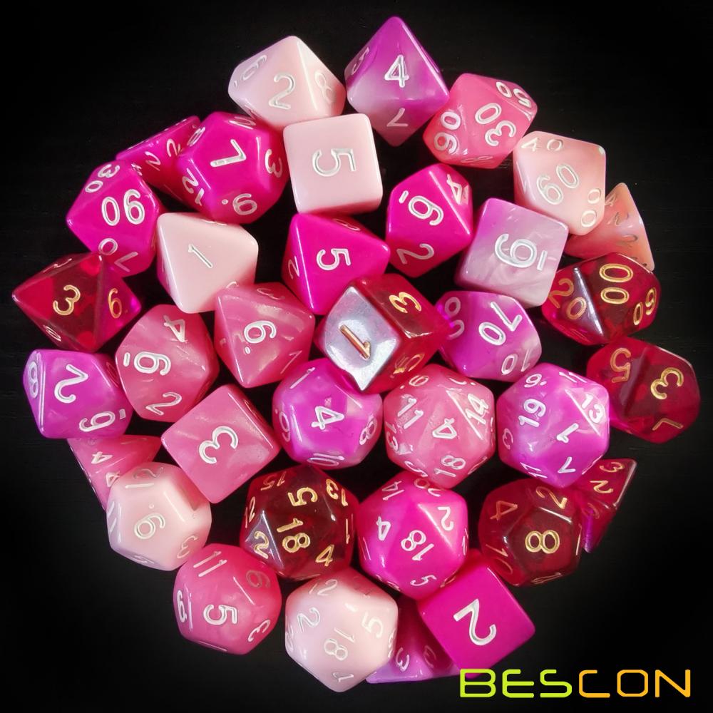 Bescon Polyhedral RPG Dice Full 35pcs Blossom Set, DND Role Playing Game Dice 5X7pcs