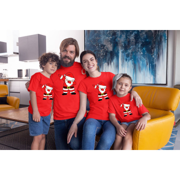 1pcs Merry Christmas T-shirt Funny Family Matching Tshirt Dabbing Santa Mommy Daddy Baby Short Sleeve Red T Shirt Clothes