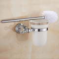 Brass Shower Shelf Toilet Paper Holder Silver Crystal Wall Mounted Towel Bar Toilet Brush Holder Bathroom Accessories set