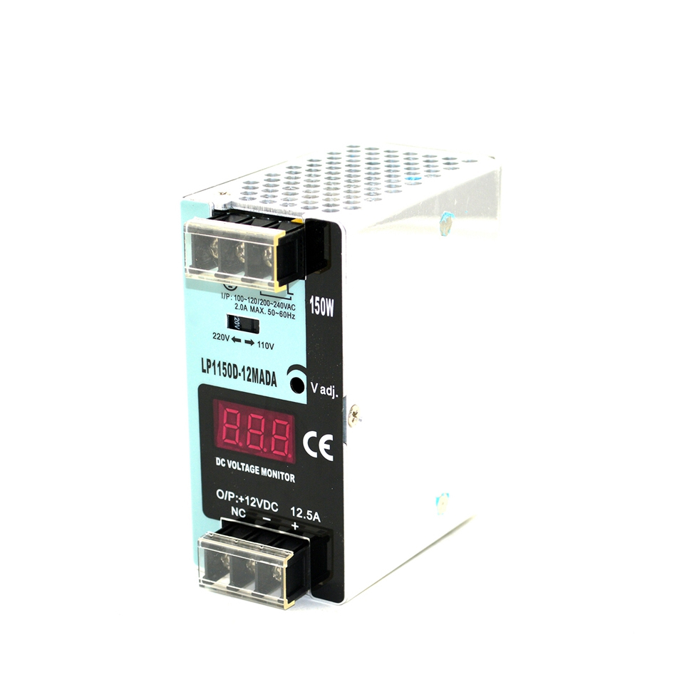power supply 150w ac-dc LP-150-12 12v 12.5a din rail switching power supply led driver with Digital display