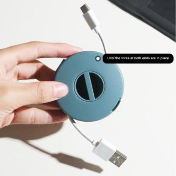 Small Portable Round Rotatable Data Cable Organizer Storage Box Cell Phone Charging Cable Winder For IPhone Charging Data Line