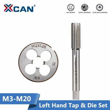 XCAN 2pcs M3 M6 M8 M10 M12 M14 M16 M18 M20 Left Hand Machine Tap and Die Set Metric Screw Thread Tap Drill Machine Plug Tap Die