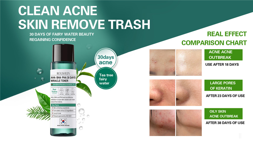 AHA BHA PHA 30 Days Miracle Toner Skin Care Teatree 120ml Facial Toner Serum Blackheads Remove Acne Treatment Skin Exfoliating