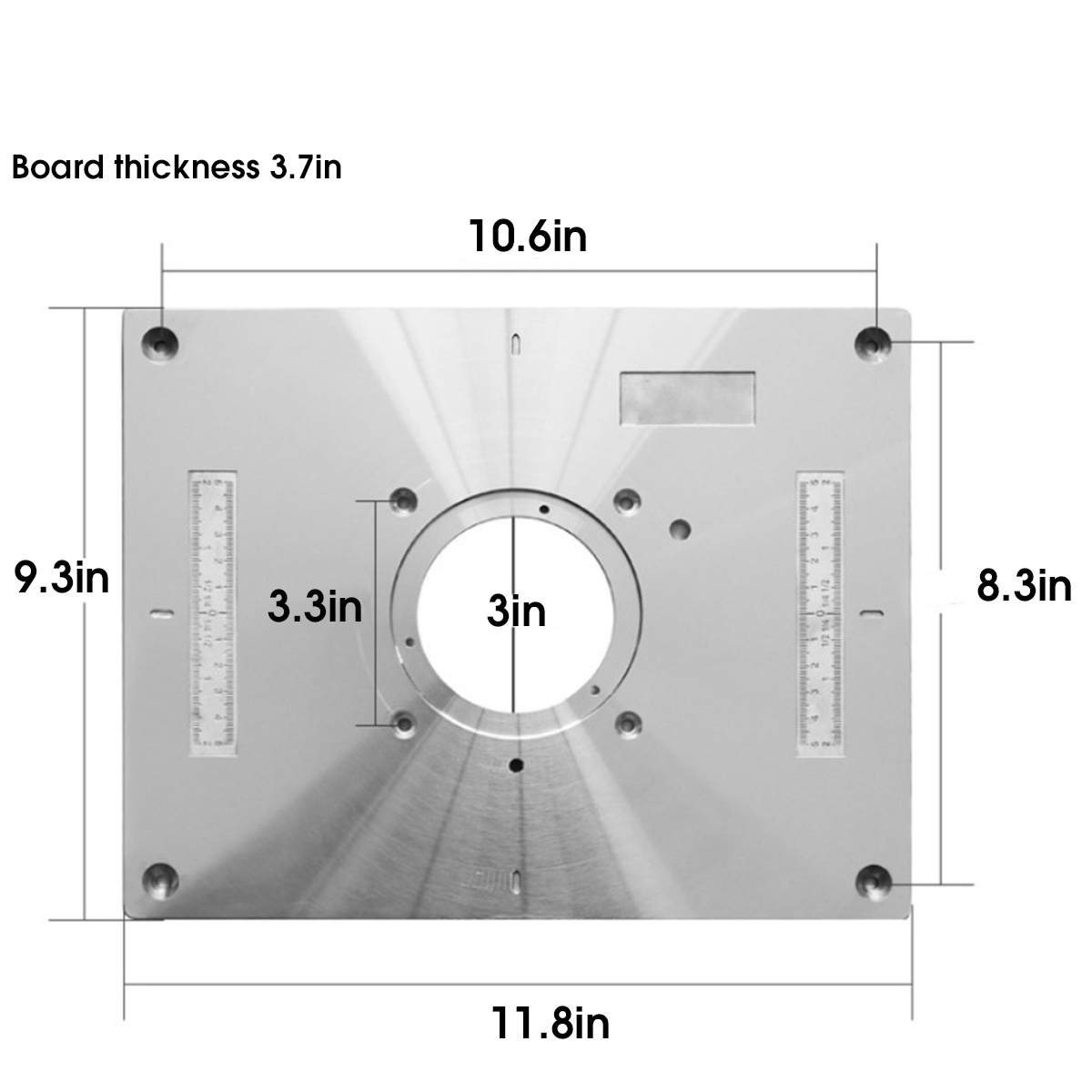 Router Table Plate Aluminium Alloy Router Table Insert Plate + 2 Rings Screws for Woodworking Benches