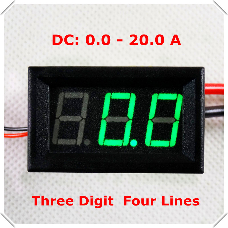 RD 0.56" Digital Ammeter AMP DC 0-20A Four wires 3 digit Current Panel Meter led Display Color: Red [ 4 pieces / lot]