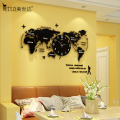 MEISD Larger World Map Wood Creative Clock Modern Design DIY Mirror Sticker Hanging watch Quartz Mute Living Room Free Shipping