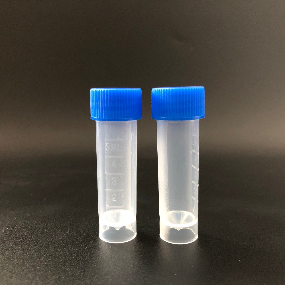 200pcs/lot 16mm*59mm 5ml plastic cryovial Laboratory Cryogenic Vials Screw cap with Silica gel washer Test tube free shipping