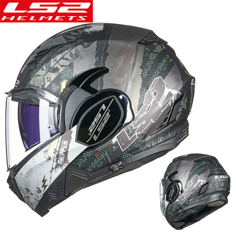 Original LS2 FF900 Valiant II 180Degrees Flip Up Modular KPA Shell Motorcycle Helmet With Anti-fog Patch Holes Casco Moto Casque