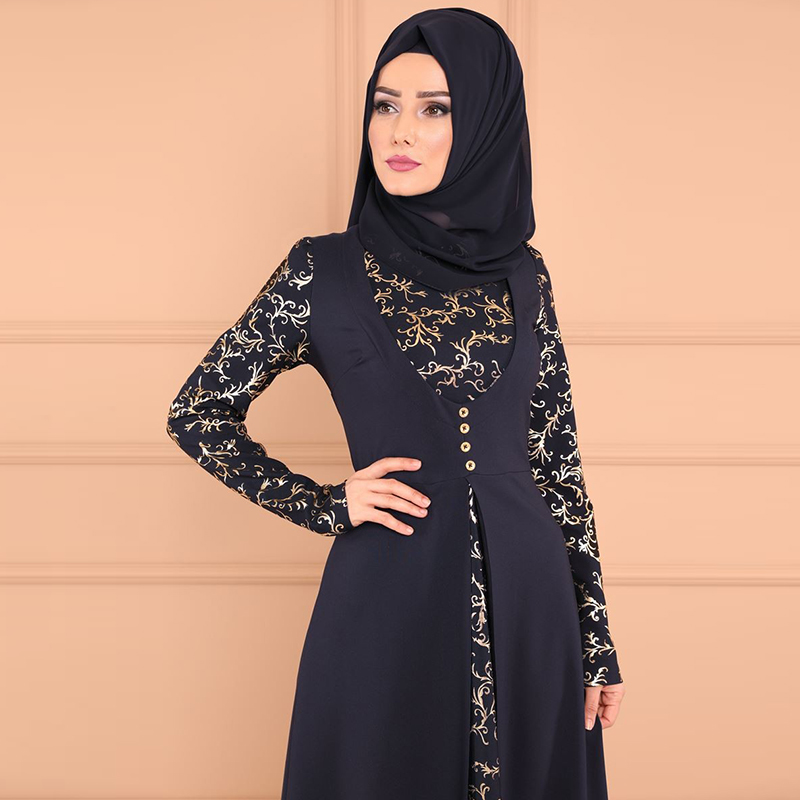 Solid Black Islamic Muslim Abaya Dubai Women Muslim Sets Fashion Maxi Dress Hijab Dress India American Clothing Turkey Caftan