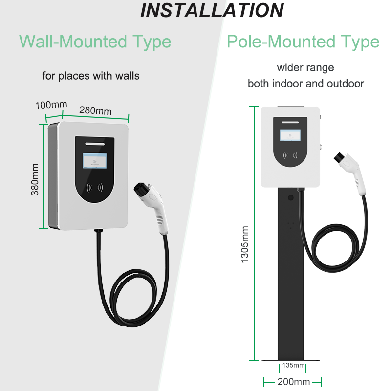 10kw EV Charger AC Wall Mounted Type 2