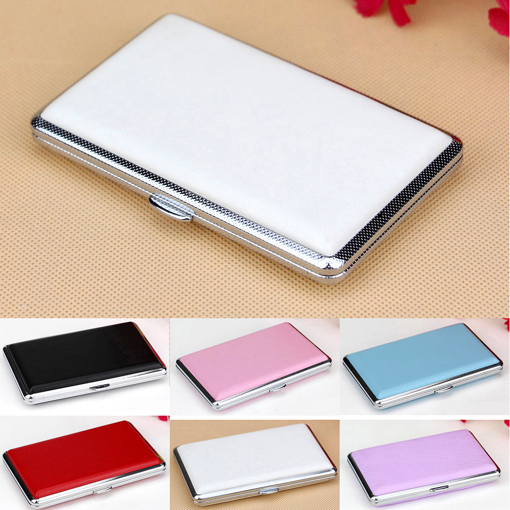 New Cigarette Case 7 Colors Cigarette Box Solid Color Leather Case 11cm Smoking Pouch for 14 Cigarettes CC308-A