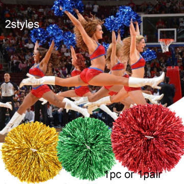 1PC Colorful Metallic Streamer Fancy Plastic Double Hole Handle Cheerleader Pompoms Competition Concert Flower Club Sport Supply