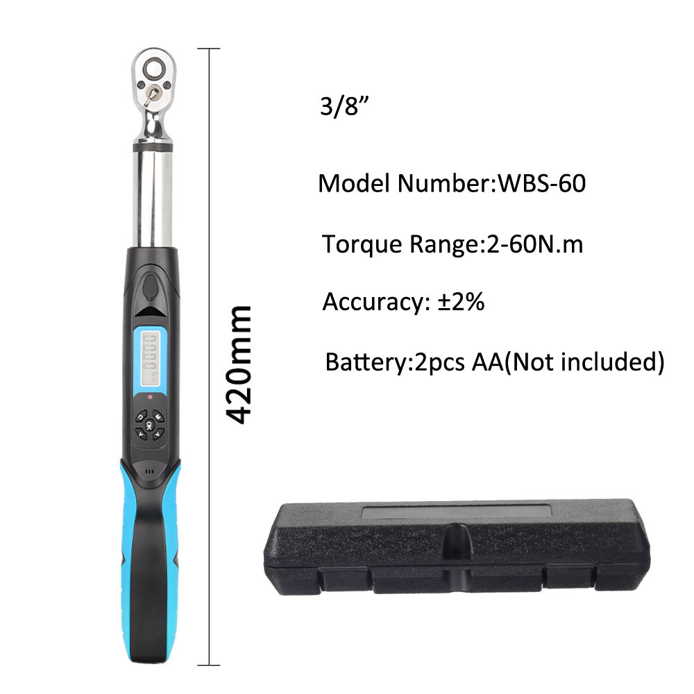 ALLSOME 1/4inch 3/8inch Digital Torque Wrench 0.5- 60Nm Adjustable Professional Electronic Torque Wrench Spanner Bike car Repair