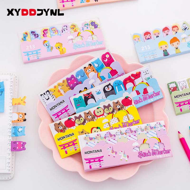 2pcs Cute Animals Mini Memo Pad Sticky Notes Paper Bookmark Kawaii Stationery Office School Supplies Message Post