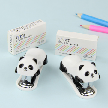 1 Set Novel Staple Manual Mini Panda Stapler Set Paper Binding Binder Stationery Office Supplies