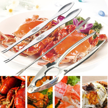 4Pcs Seafood Tool Set Crab Shrimp Fruit Pliers Fork Spoon Set Nut Walnut Lobster Crab Cracker Tools Kitchen Accessories