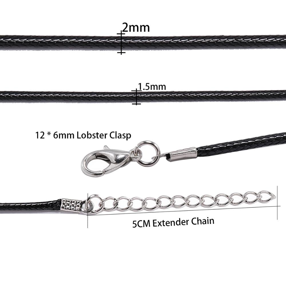 10 Pcs/lot Dia 1.5/2mm Real Leather Cord Necklace With Clasp Adjustable Braided Rope For Jewelry Making DIY Necklace Bracelet