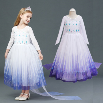 Long Sleeve Girls Dress Snow Queen Dress Halloween Princess Cosplay Costume Kids Dresses for Girls Sequined New Year Clothing