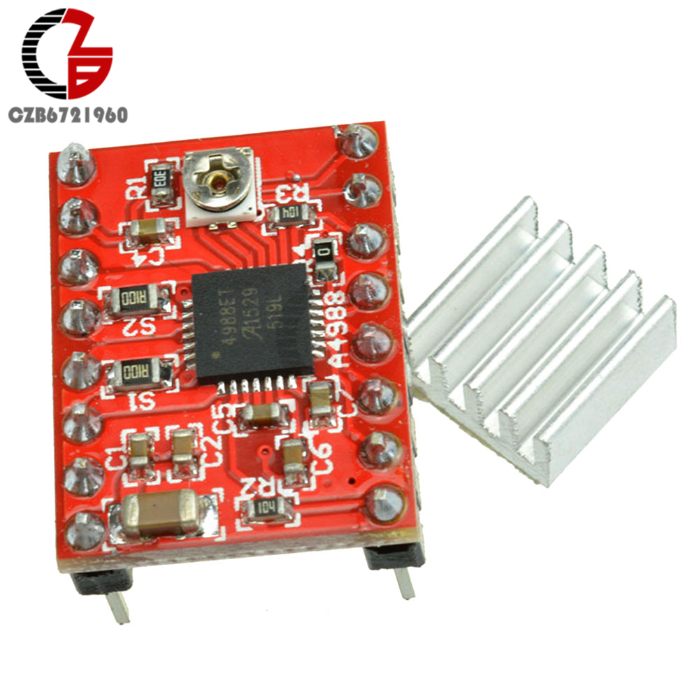 A4988 Reprap Stepper Motor Driver Board Stepper Driver Module for Arduino 3D Printer Parts Accessory with Heatsink Red