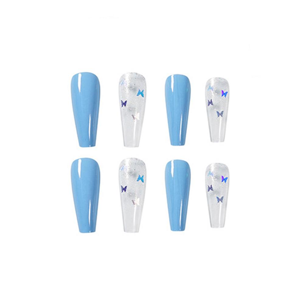 Fake nails overhead with glue coffin artificial nails tips with designs press on nail false nails set professional nail art tool