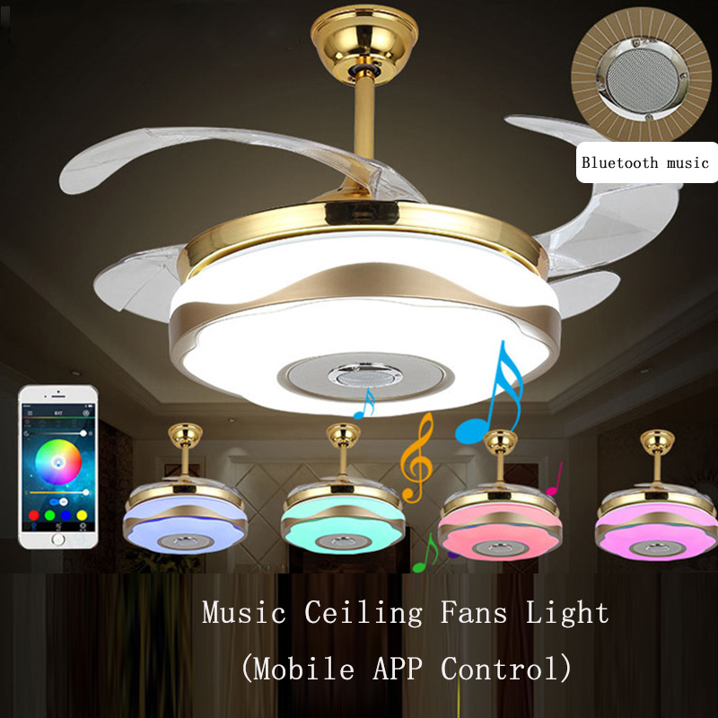 Musical Ceiling Fan with Lights LED Modern Alloy Acryl ABS Bluetooth .LED Lamp RGB LED Light.Ceiling Lights.LED Ceiling Light.