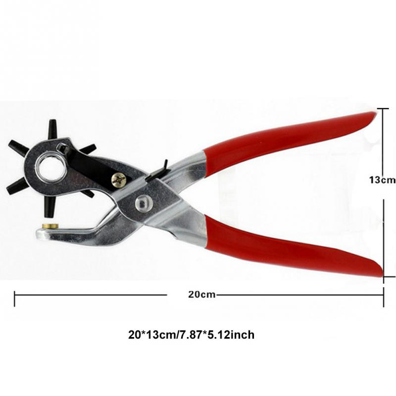 9'' Revolving Leather Punch Plier Puncher 6 Sizes Round Hole Perforator Tool Make Hole Puncher for Watchband Card Leather Belt