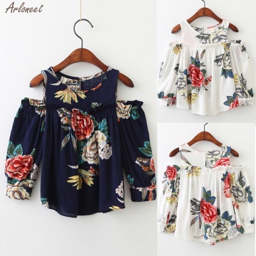 Summer Shirt Toddler Kids Baby Girls Clothes Flower Printing Strapless T-shirt Blouse Tops Boys Kids Clothes 2020 Fashion New